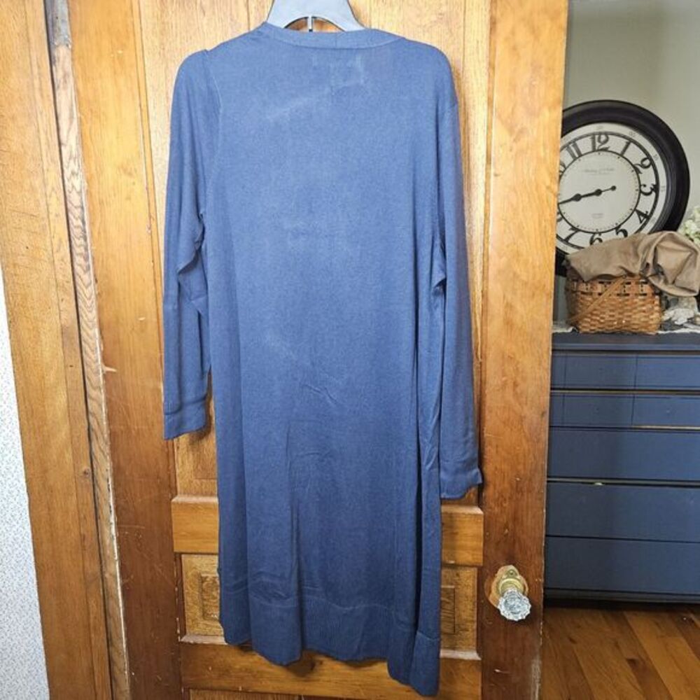 Amazon Essentials Women 1X Navy Blue Duster Cardigan Sweater Longline Open Front - Picture 3 of 5